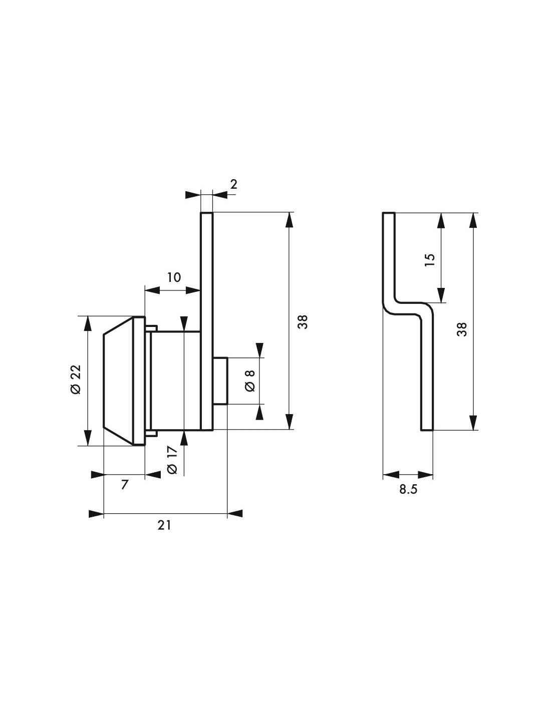 Cilindro con camma a gomito a ore 12 per cassetta della posta - THIRARD