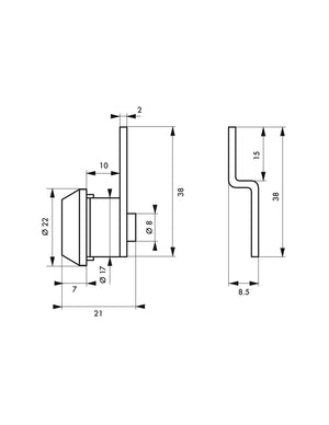 Cilindro con camma a gomito a ore 12 per cassetta della posta - THIRARD