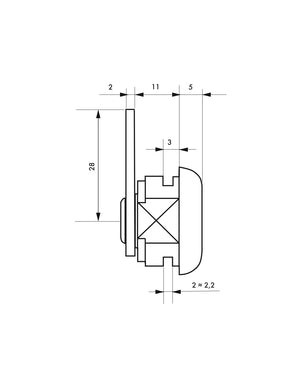 Cilindro con camma piatta a ore 12 per cassette postali - THIRARD