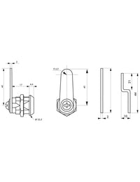 Cilindro con camme per cassette postali, spessore massimo 12mm, diametro 16mm - THIRARD