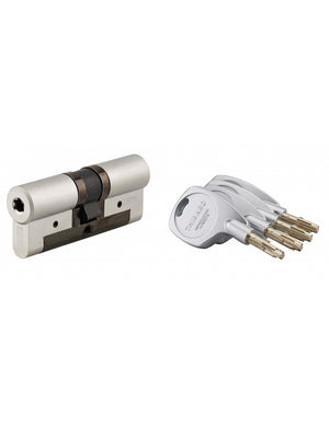 Cilindro europeo Cobra 2+ 38X38mm Nichelato, anti effrazione, antiscasso, antitrapano, 4 chiavi ergonomiche  - THIRARD
