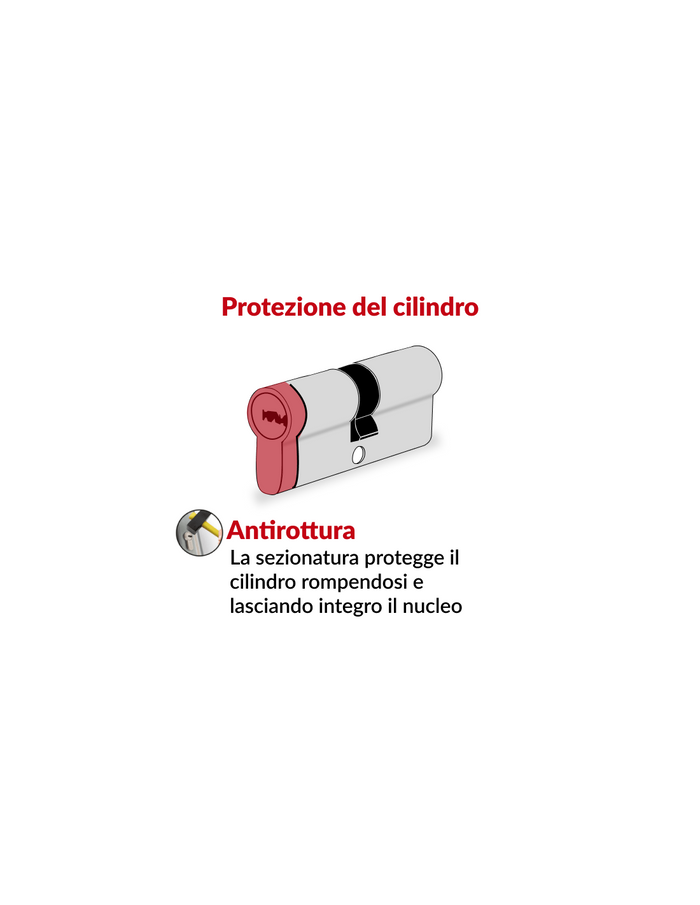 Cilindro europeo Federal 2 - 30X40mm nichel, anti-sfilamento, anti-perforazione, 5 chiavi reversibili - THIRARD