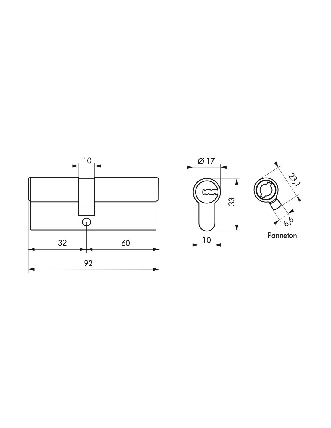 Cilindro europeo Federal 2 - 30X60mm nichel, anti-sfilamento, anti-perforazione, 5 chiavi reversibili - THIRARD