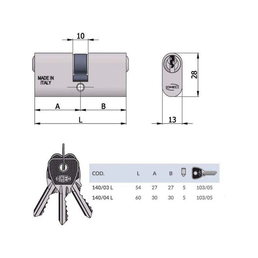 Cilindro Inf.Ovale 54-27-27 140/03L Omec
