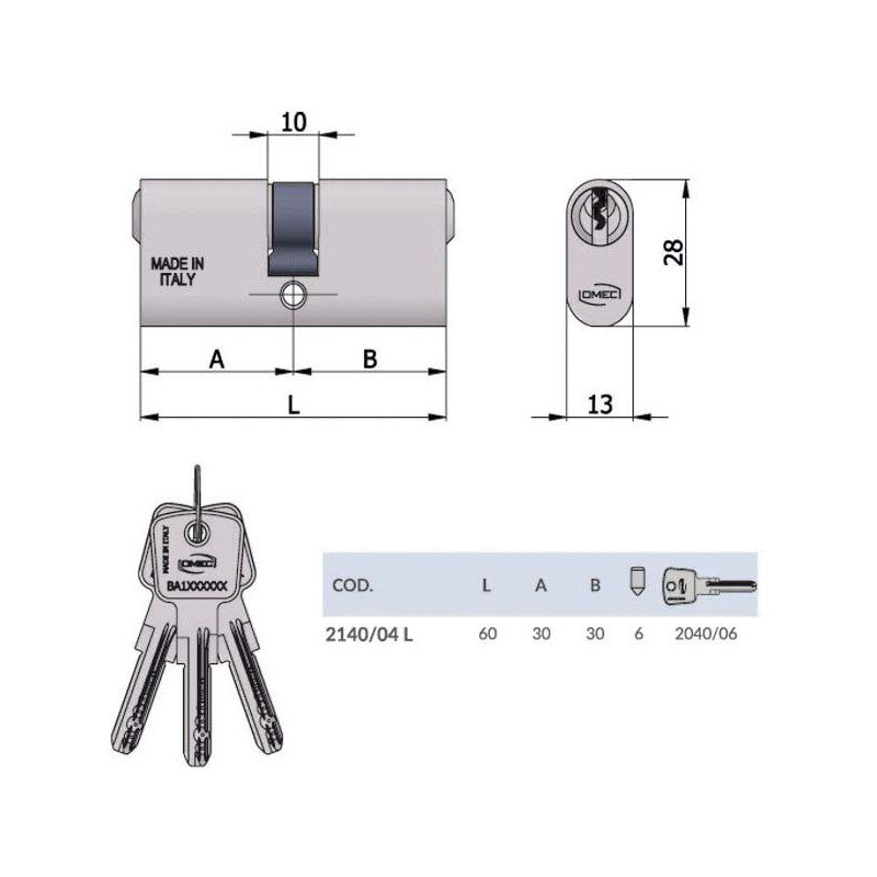 Cilindro Inf.Ovale 60-30-30 2140/04L Omec