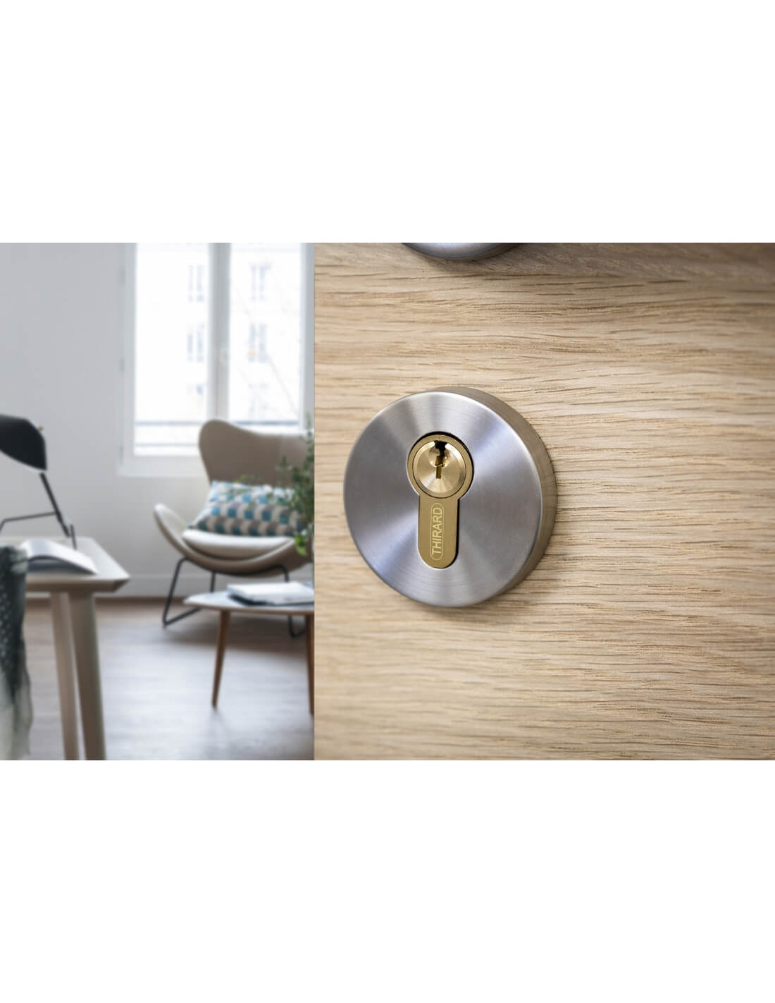 Cilindro europeo per serratura a pomolo SA  35Bx25mm, anti estrazione, ottone, 3 chiavi - THIRARD