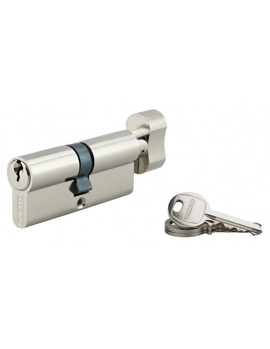 Cilindro europeo per serratura a pomolo SA  40Bx40mm, anti estrazione, nichel, 3 chiavi - THIRARD