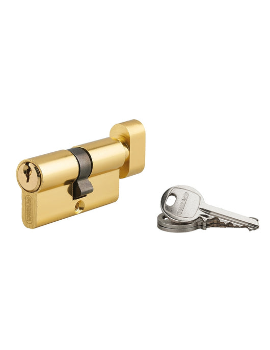 Cilindro europeo per serratura a pomolo Ecopro, 30Bx30mm, alluminio, antisfilamento, 3 chiavi, finitura ottone - THIRARD