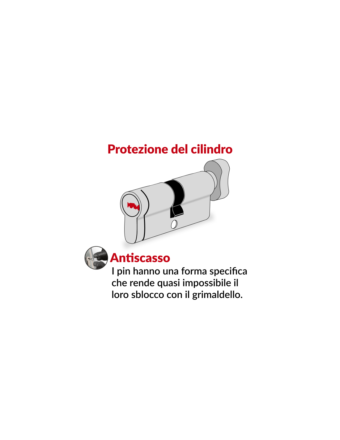 Cilindro europeo per serratura a pomolo Tiger 6, 30Bx30mm, nichel, anti-sfilamento, anti-perforazione, 5 chiavi - THIRARD