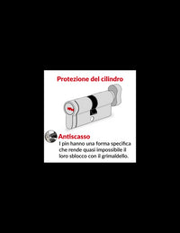 Cilindro europeo per serratura a pomolo Tiger 6, 60Bx30mm, ottone, antisfilamento, antitrapano, 5 chiavi - THIRARD