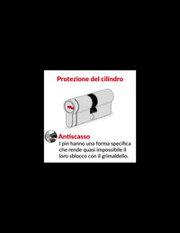Cilindro europeo Federal S - 40X40mm nichel, anti-sfilamento, anti-perforazione, 5 chiavi reversibili - THIRARD