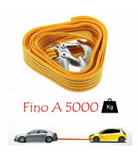 Cinghia Cavo Da Traino Sos Auto Super Resistente Fune Corda 2 Ganci 5000kg         