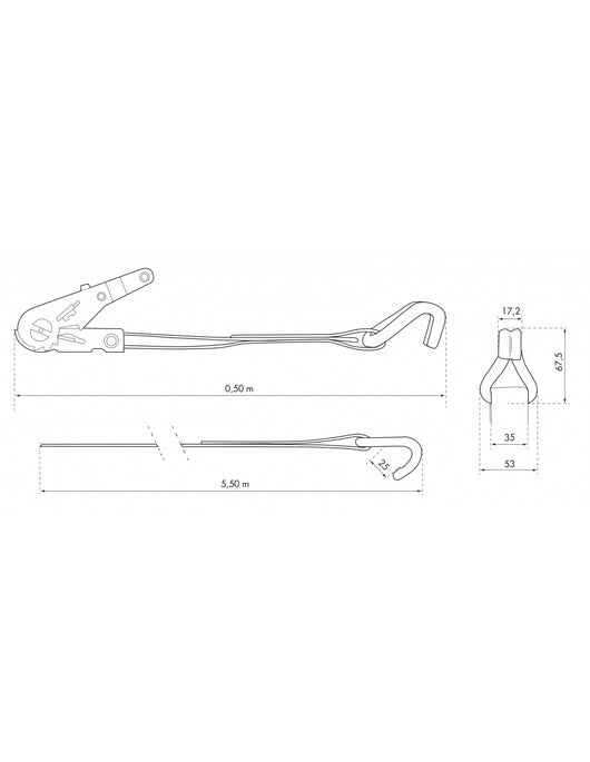 Cinghia a cricchetto, lunghezza 6 metri ganci di serraggio JJ, blu - THIRARD