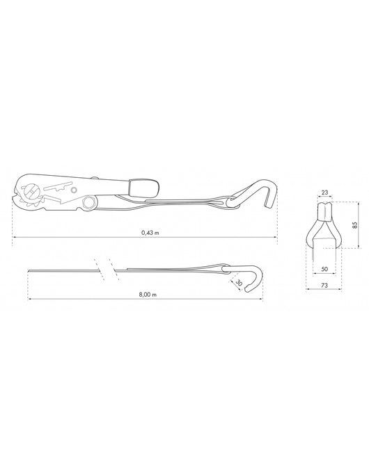 Cinghia di serraggio, 8m, cricchetto, ganci JJ, giallo - THIRARD