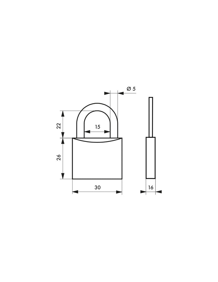Lucchetto Cinox, acciaio inox, esterno, arco inox, 30mm, 3 chiavi - THIRARD