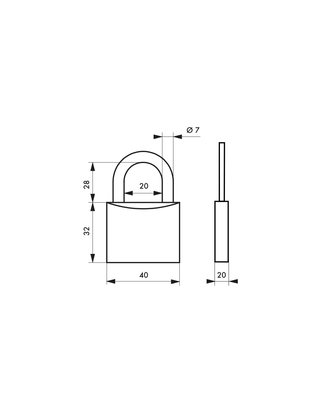 Lucchetto Cinox, acciaio inox, esterno, arco inox, 40mm, 3 chiavi - THIRARD