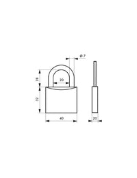 Lucchetto Cinox, acciaio inox, esterno, arco inox, 40mm, 3 chiavi - THIRARD