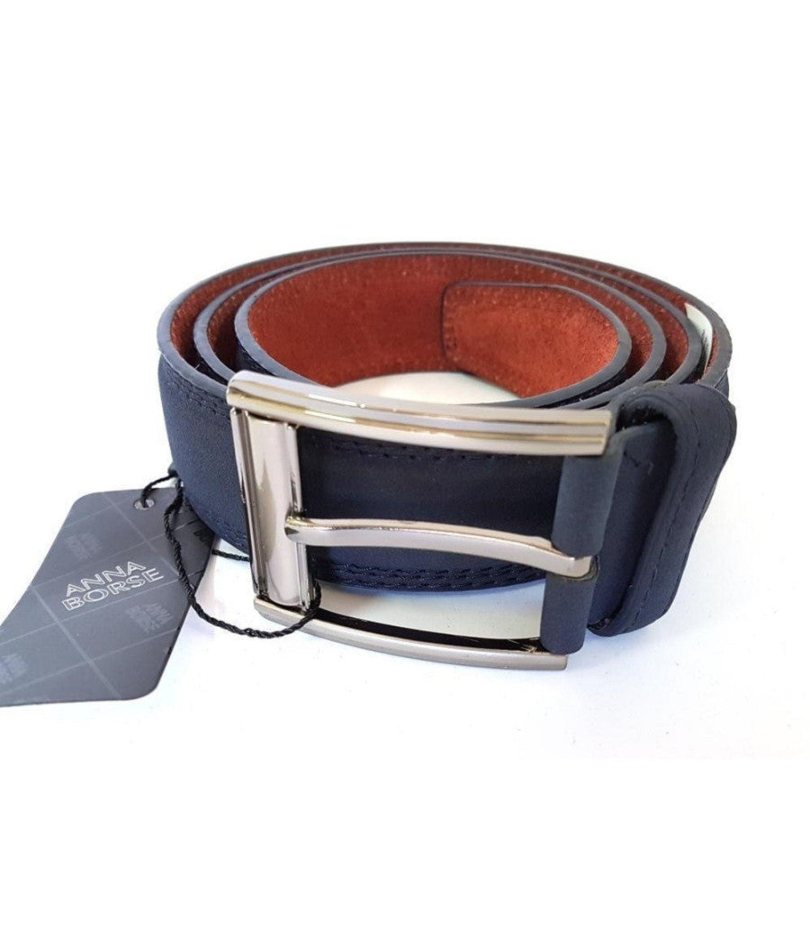 Cinta Cintura Uomo Pelle Blu M1291 Elegante Glamour Fashion Alla Moda         