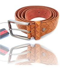 Cinta Cintura Uomo Pelle Marrone A-533 Elegante Glamour Fashion Squame         