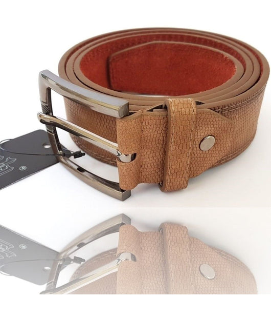 Cinta Cintura Uomo Pelle Marrone A-619 Elegante Glamour Fashion Serpente         