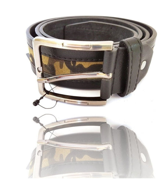 Cinta Cintura Uomo Pelle Nero Militare A-777 Elegante Glamour Fashion         