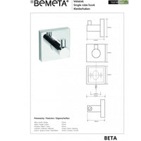Gancio da parete singolo BETA in ottone cromato 5,5cm x 5,5cm x 5cm