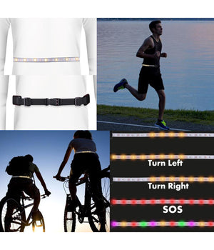 Cintura Indicatore Direzione Lampaggianti Per Bici Sos A Led Ricaricabile 1200ma         