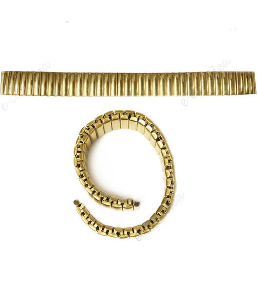 Cinturino Elastico Metallo Universal Ricambio Orologio Larghezza 18mm Oro         