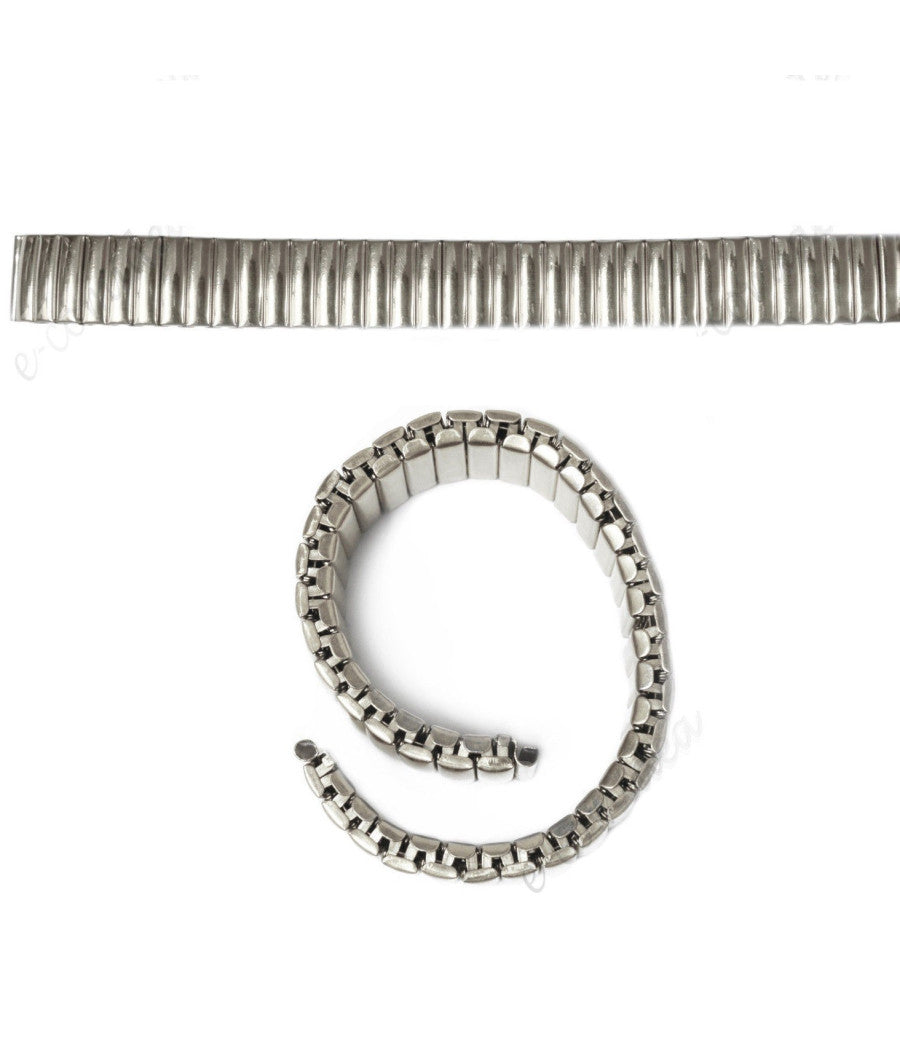Cinturino Elastico Metallo Universale Ricambio Orologio Largo 18mm Silver         