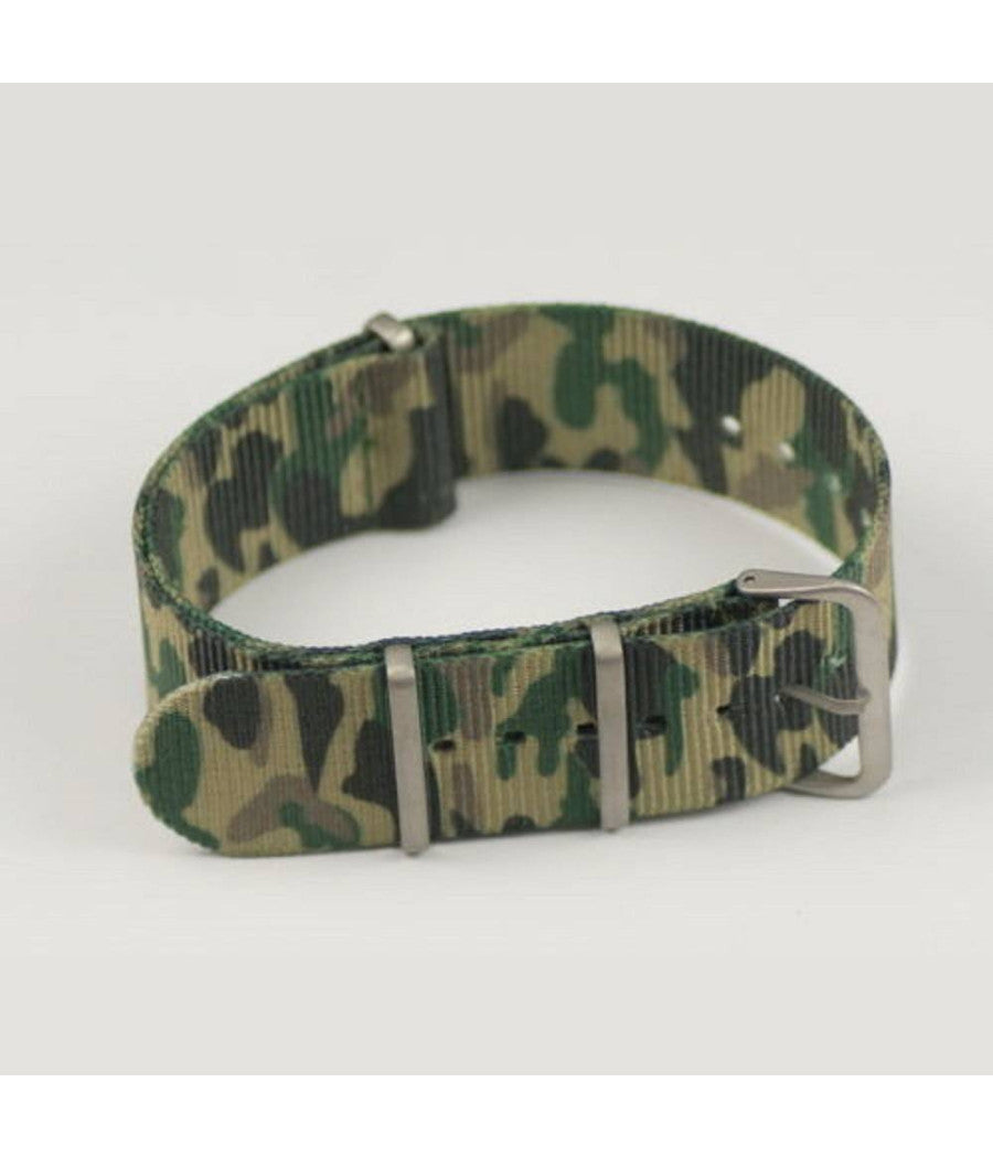 Cinturino In Nylon Universale Ricambio Orologio Larghezza 18mm Camouflage         