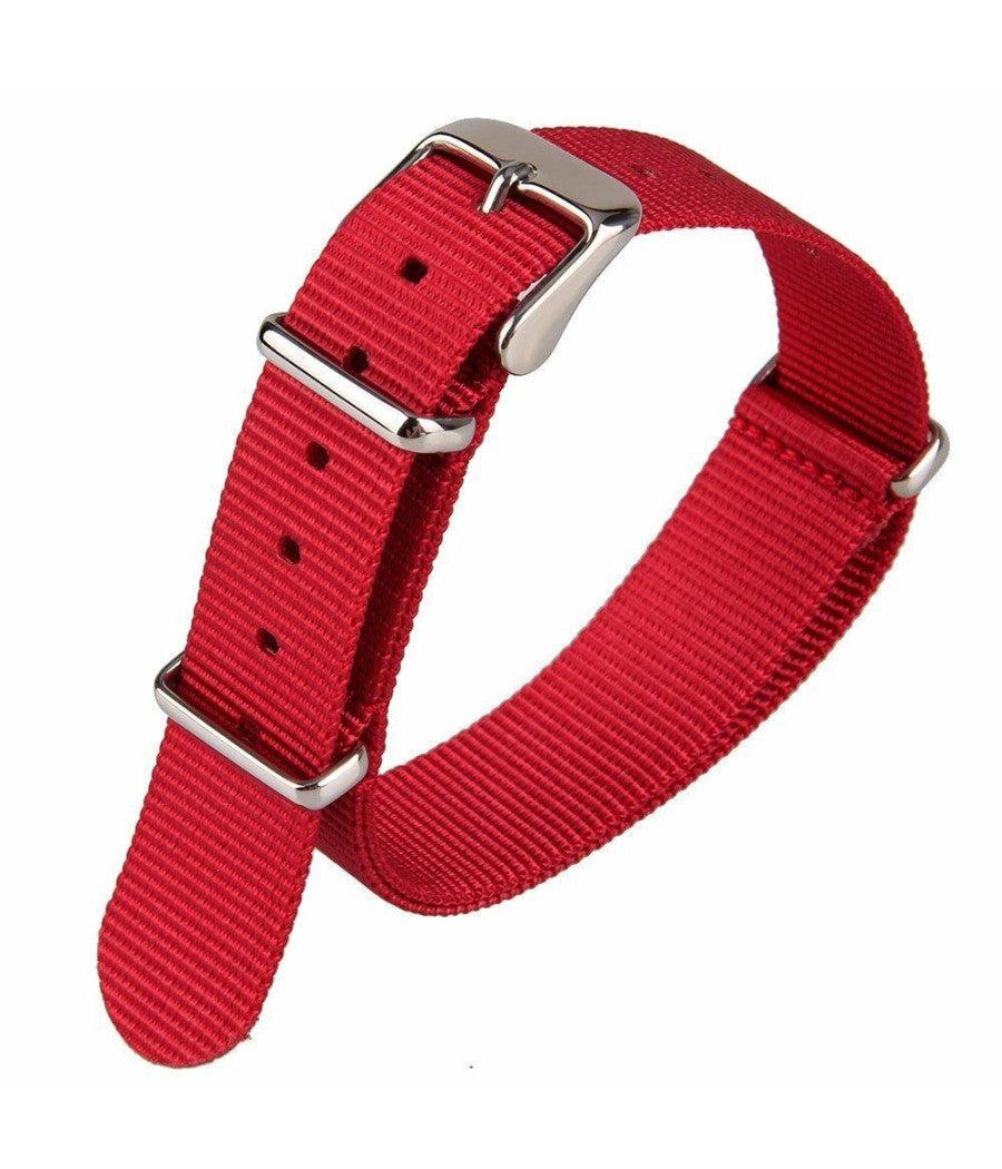 Cinturino In Nylon Universale Ricambio Orologio Larghezza 18mm Rosso         
