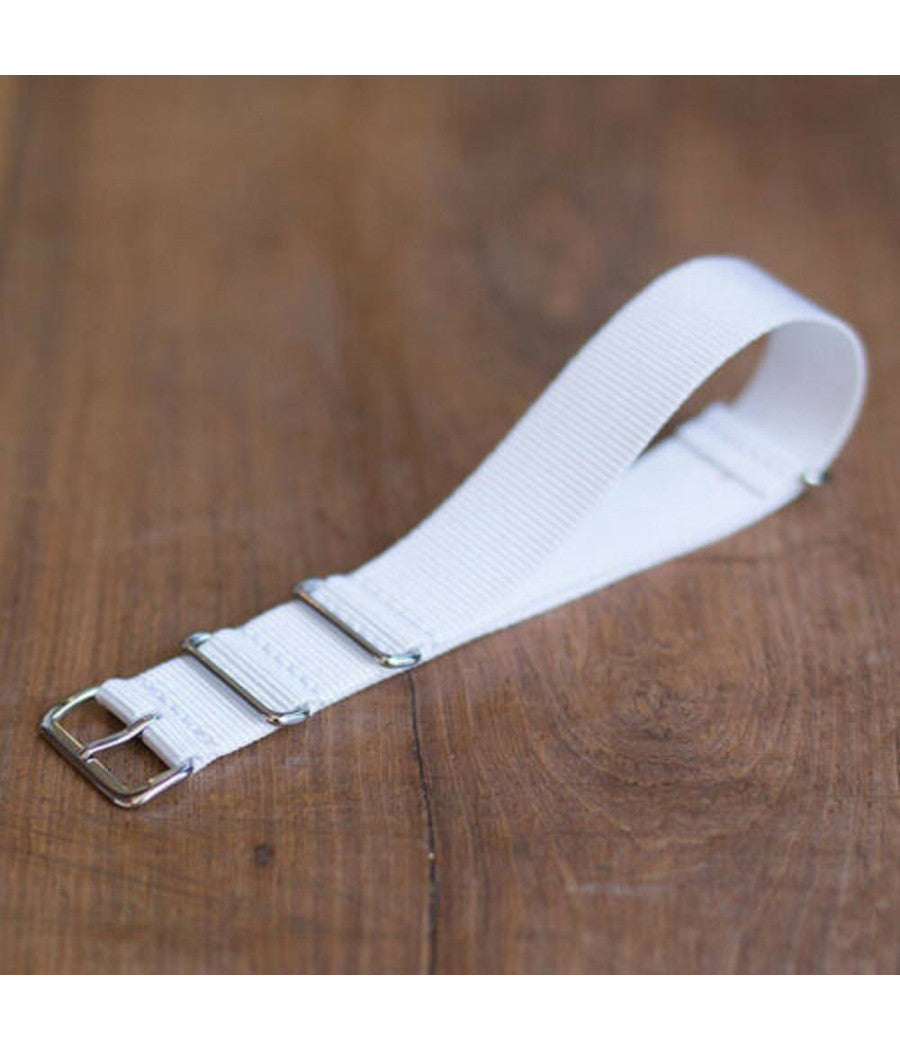 Cinturino In Nylon Universale Ricambio Orologio Larghezza 20mm Bianco         