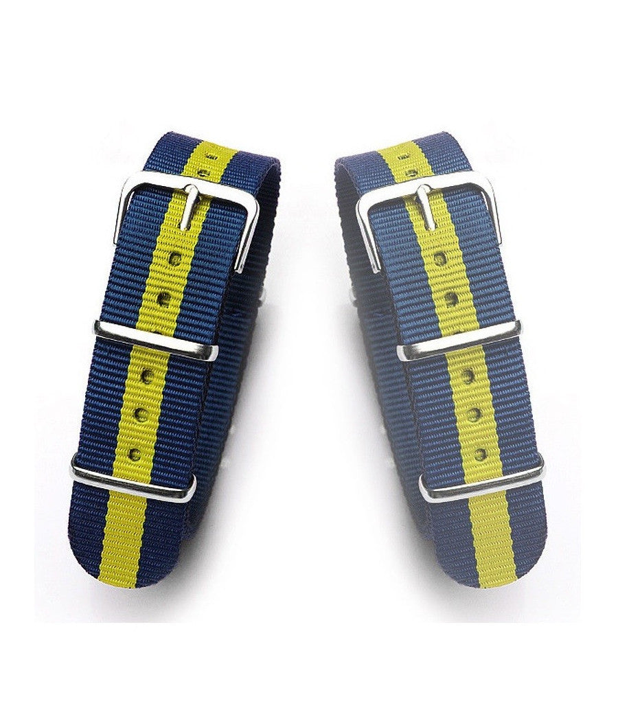 Cinturino In Nylon Universale Ricambio Orologio Larghezza 20mm Blu Giallo         
