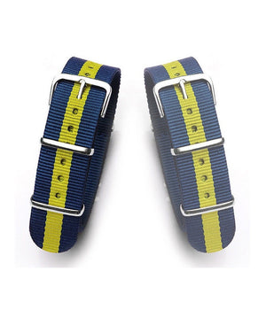 Cinturino In Nylon Universale Ricambio Orologio Larghezza 20mm Blu Giallo         