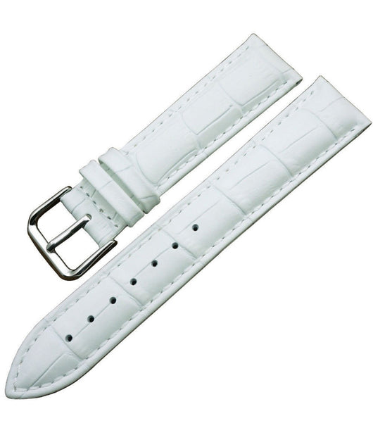 Cinturino In Pelle Universale Ricambio Per Orologio Larghezza 14mm Bianco         