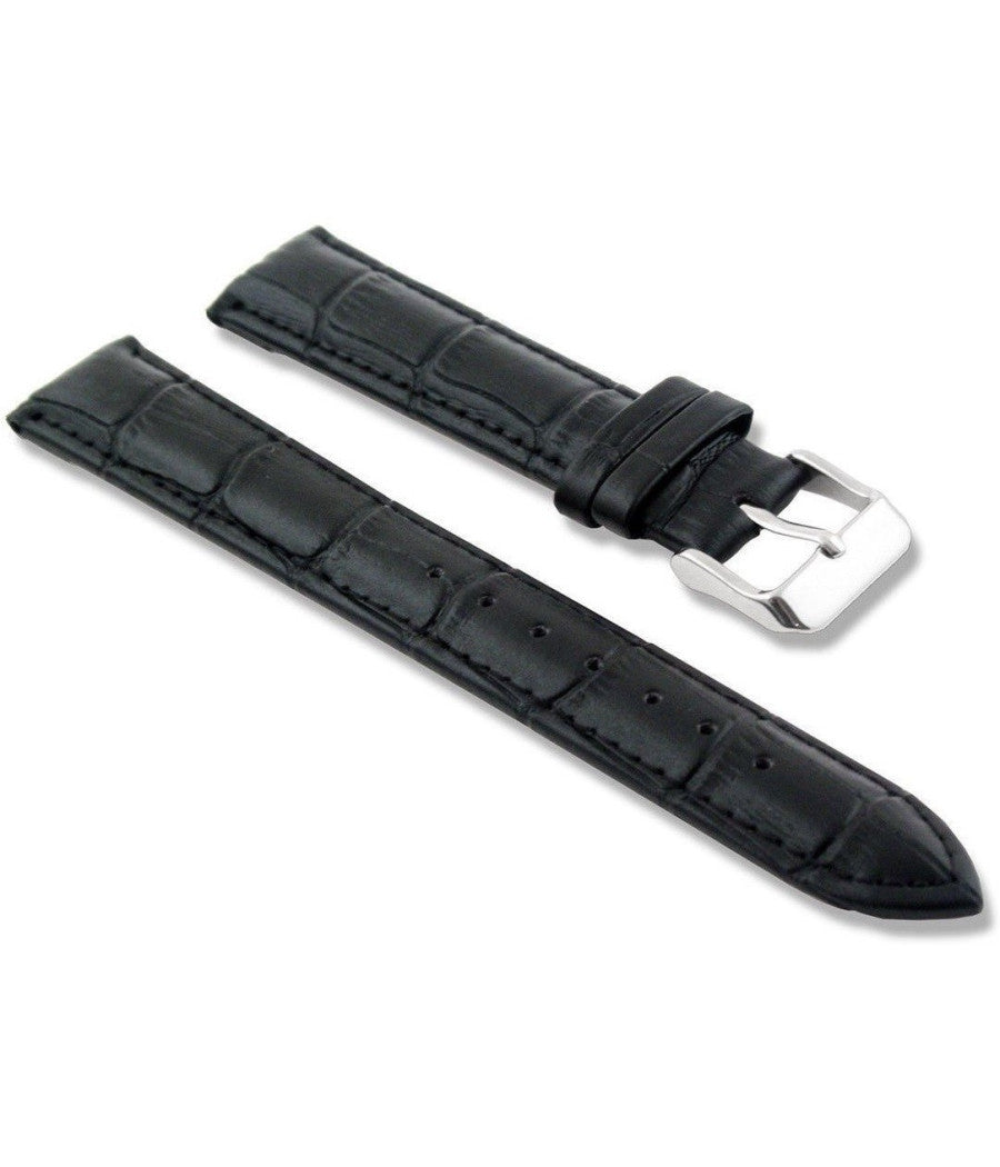 Cinturino In Pelle Universale Ricambio Per Orologio Larghezza 16mm Nero         