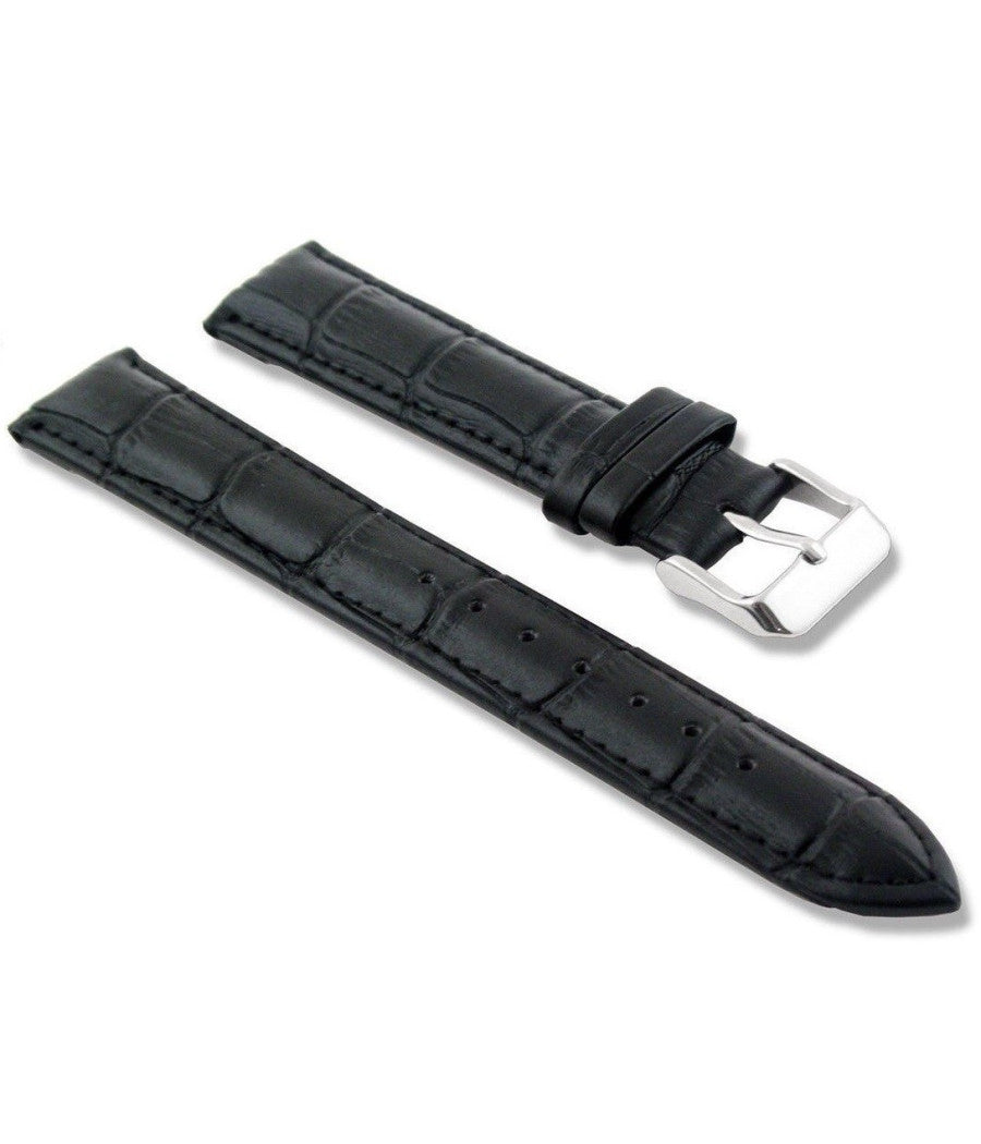 Cinturino In Pelle Universale Ricambio Per Orologio Larghezza 18mm Nero         