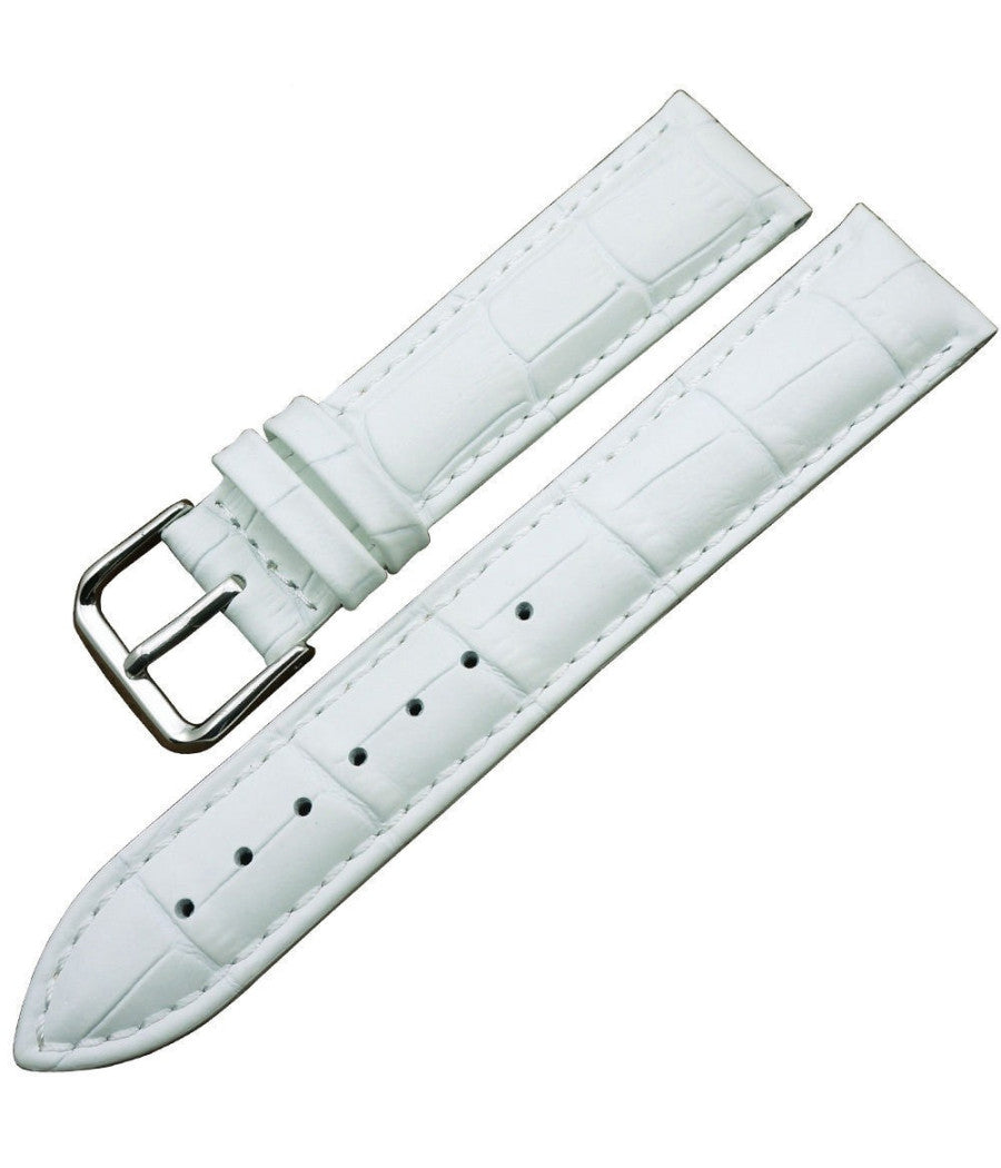Cinturino In Pelle Universale Ricambio Per Orologio Larghezza 22mm Bianco         