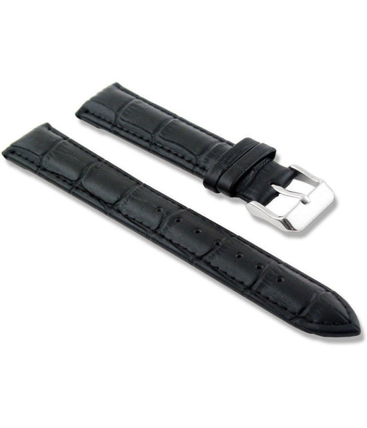 Cinturino In Pelle Universale Ricambio Per Orologio Larghezza 22mm Nero         