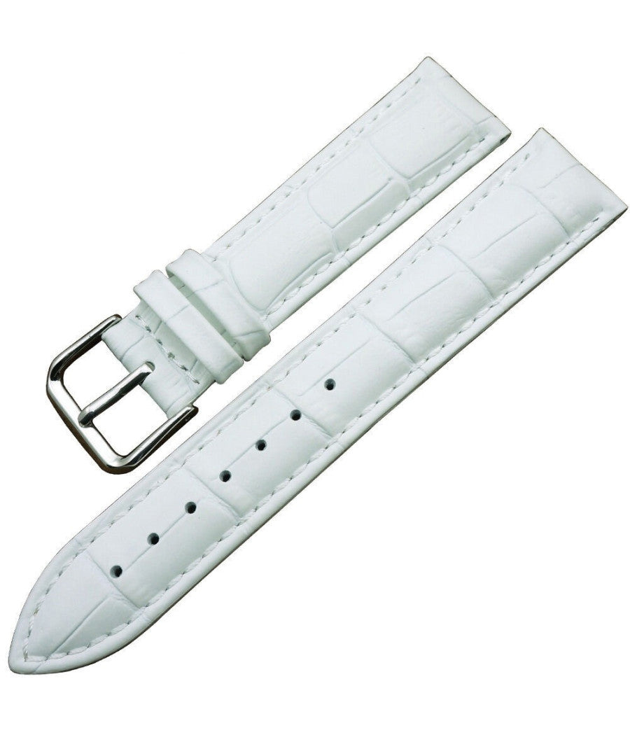 Cinturino In Pelle Universale Ricambio Per Orologio Larghezza 26mm Bianco         
