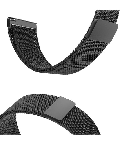 Cinturino Maglia Milano Chiusura Calamita Ricambio Orologio 20mm Nero         