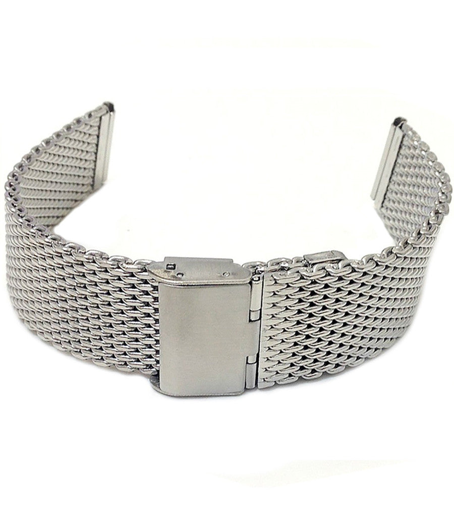 Cinturino Maglia Milano Universale Ricambio Orologio Larg 20mm Silver         