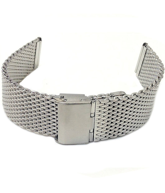 Cinturino Maglia Milano Universale Ricambio Orologio Larg 22mm Silver         