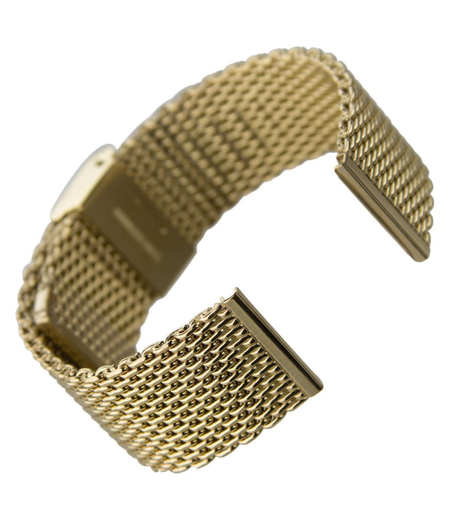 Cinturino Maglia Milano Universale Ricambio Orologio Larghezza 22mm Oro         