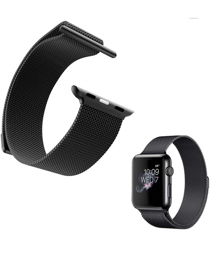 Cinturino Nero 42mm Maglia Milanese Iwatch Serie 3/2/1 Chiusura Magnetica         