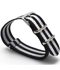 Cinturino Nylon Universale Ricambio Orologio Larghezza 20mm Bianco Nero         