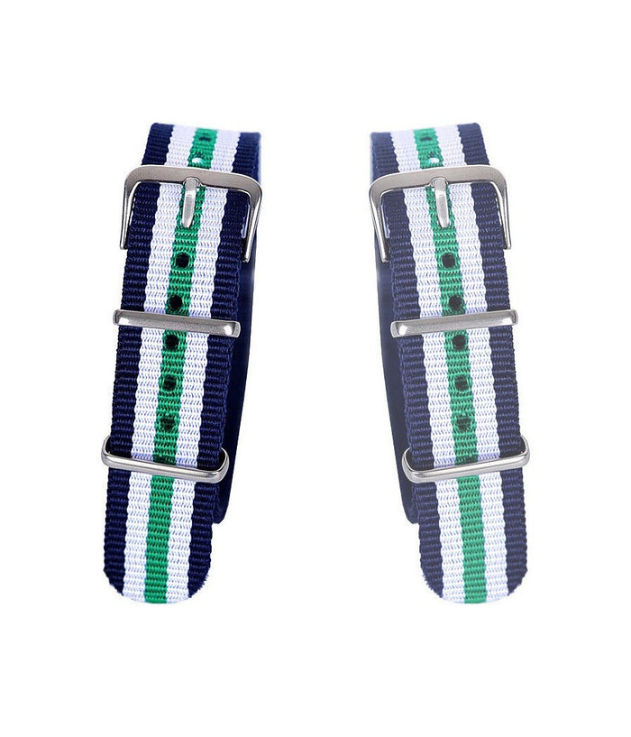 Cinturino Nylon Universale Ricambio Orologio Larghezza 20mm Blu Bian Verd         