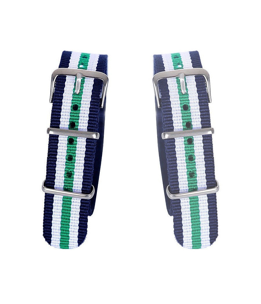 Cinturino Nylon Universale Ricambio Orologio Larghezza 20mm Blu Bian Verd         