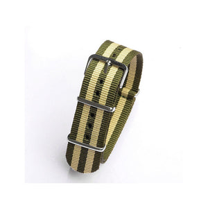 Trade Shop - Cinturino Nylon Universale Ricambio Orologio Larghezza 20mm Verde Beige -