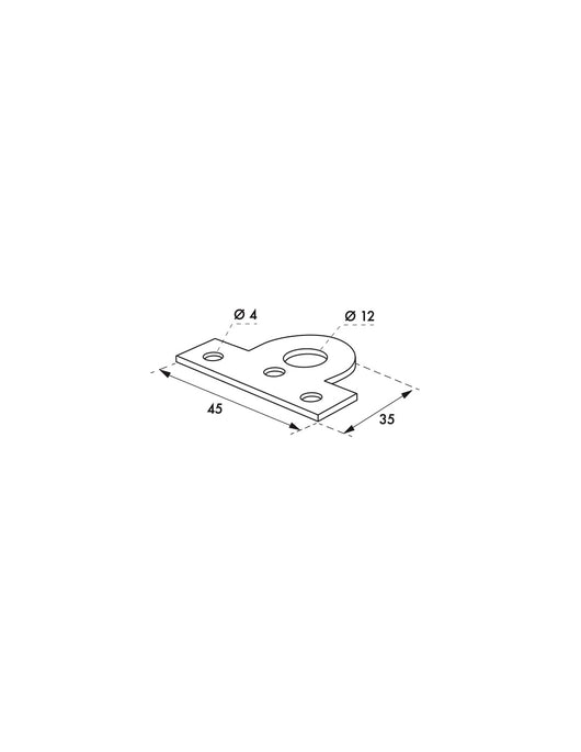 Piastra con asola portalucchetto 45mm - THIRARD